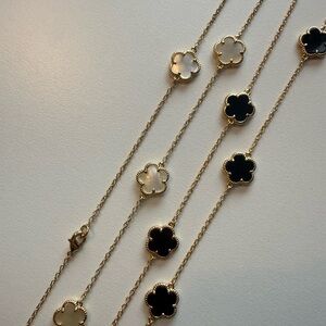 JANKUO 14kt Gold plated, Elegant Gold and Black Clover/ Flower Necklaces